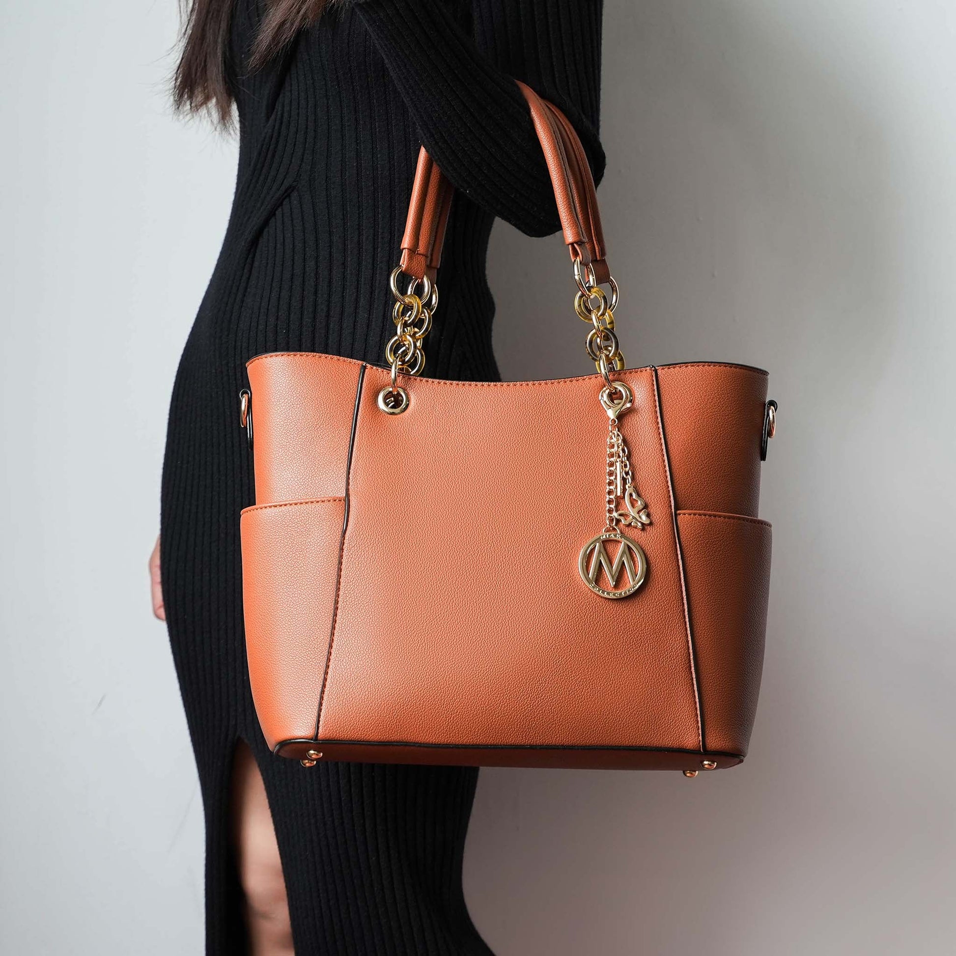 Mkf Collection by Mia K. - Bonita Tote Bag and Wallet Set in Mustard view 2 (one-piece)