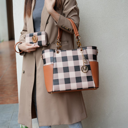 Mkf Collection by Mia K. - Bonita Tote Bag and Wallet Set in Cognac Brown view 2 - Mkf Collection Bags (one-piece)