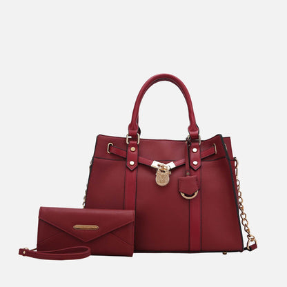 Mkf Collection by Mia K. - Christine L Shoulder and Wallet Set in Pewter - Mkf Collection Handbag Sets (one-piece)