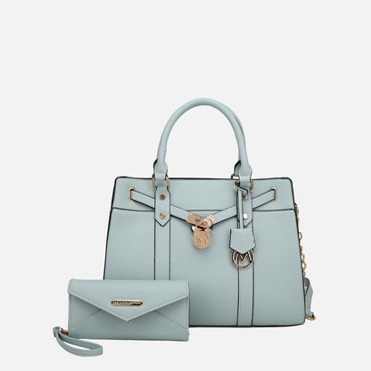 Mkf Collection by Mia K. - Christine L Shoulder and Wallet Set in Light Blue view 5 - Mkf Collection Handbag Sets