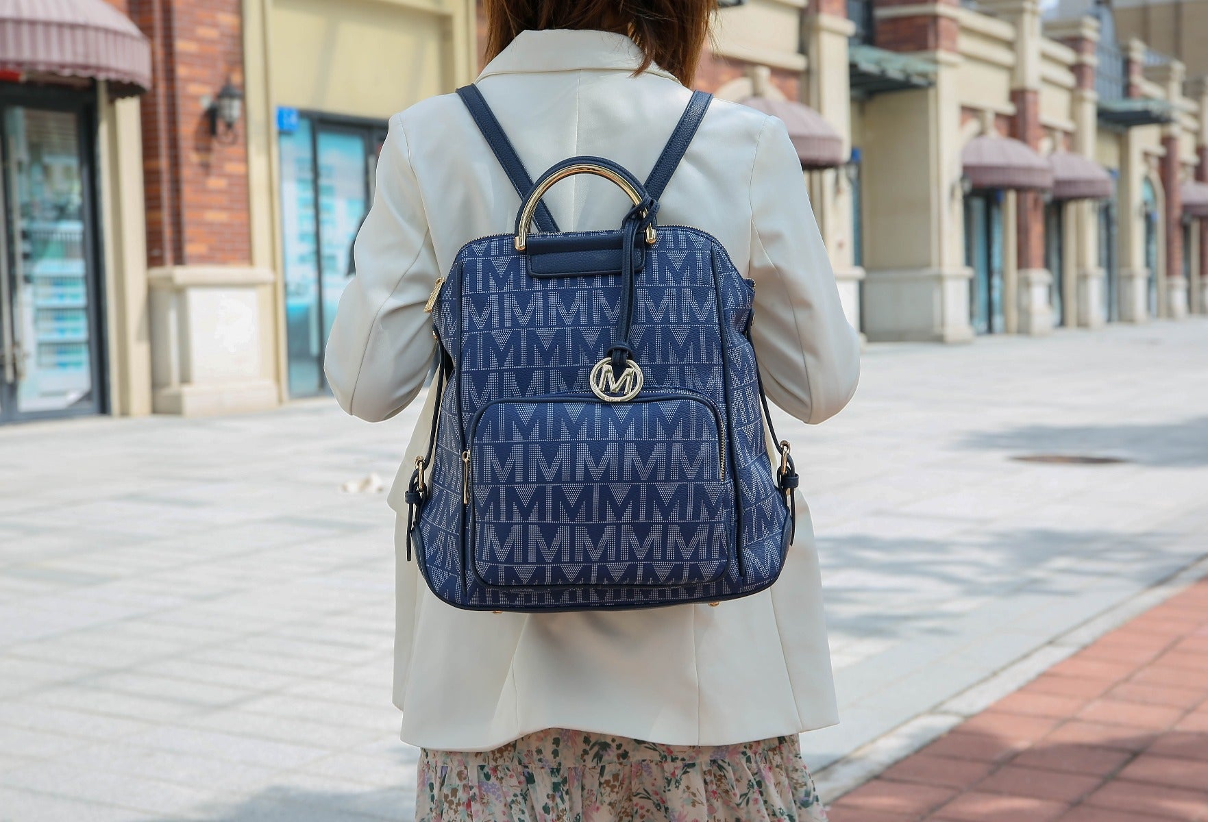 Mkf Collection by Mia K. - Cora Signature Backpack Handbag in Black view 2 - Mkf Collection Bags