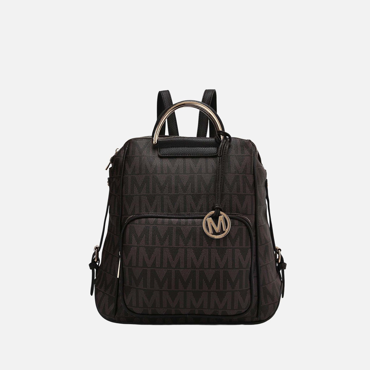 Mkf Collection by Mia K. - Cora Signature Backpack Handbag in Beige view 3 - Mkf Collection Bags
