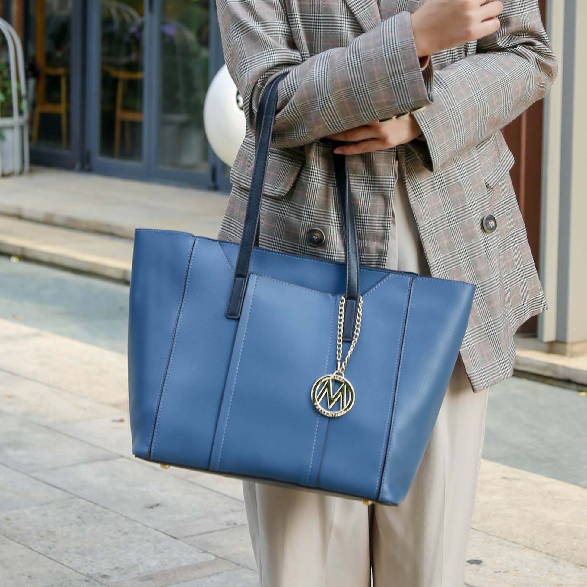 Mkf Collection by Mia K. - Dinah Tote Bag and Set in Light Blue view 2 - Mkf Collection Bags (one-piece)