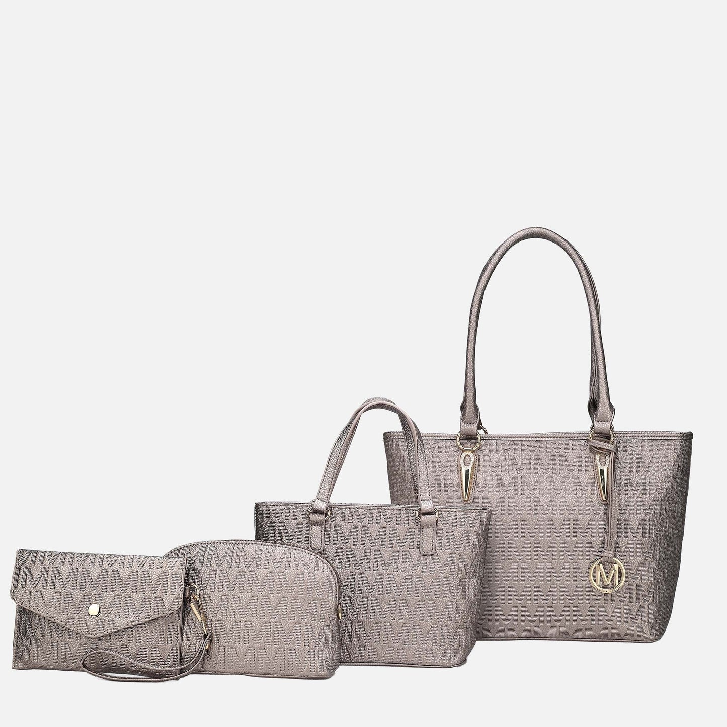 Mkf Collection by Mia K. - Edelyn Signature Tote Bag and Set in Beige view 8 - Mkf Collection Bags (one-piece)