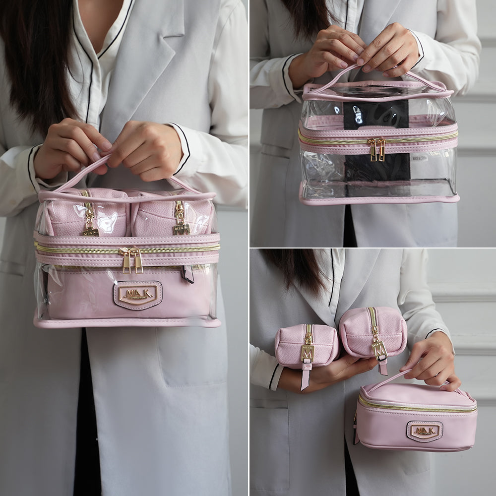 Mkf Collection by Mia K. - Emma Cosmetic Case and Set in Cognac Brown view 2 - Mkf Collection Handbag Sets (one-piece)