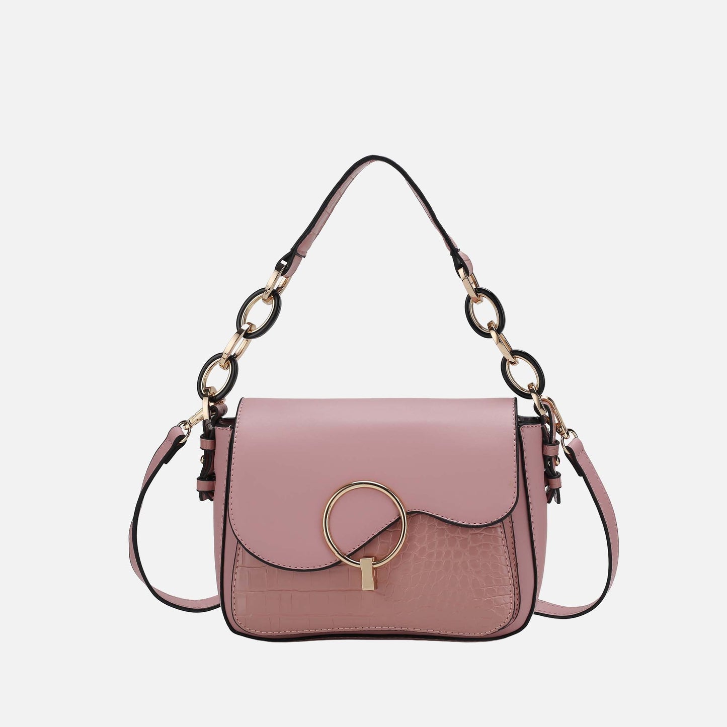 Mkf Collection by Mia K. - Fanta Croc Shoulder Bag in Black - Mkf Collection Bags