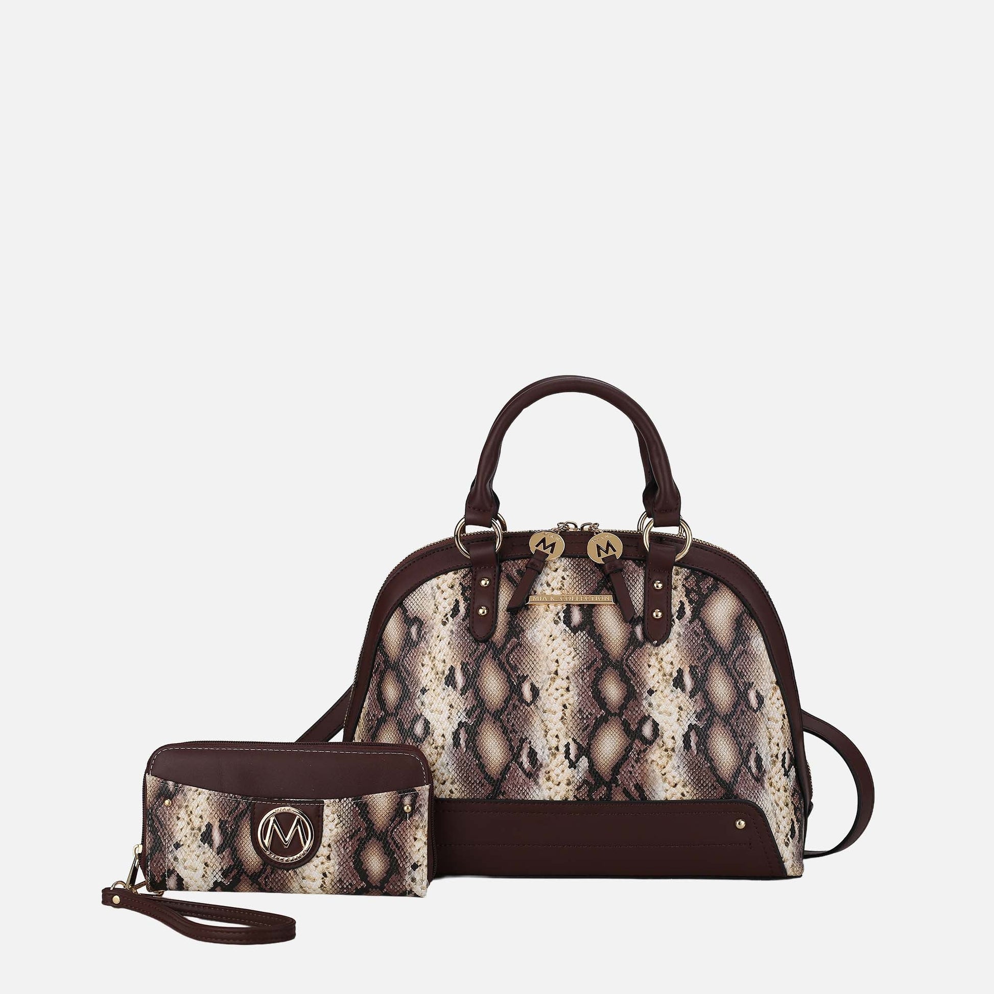 Mkf Collection by Mia K. - Frida Ii Shoulder Bag and Set in Snake Beige - Mkf Collection Bags (one-piece)
