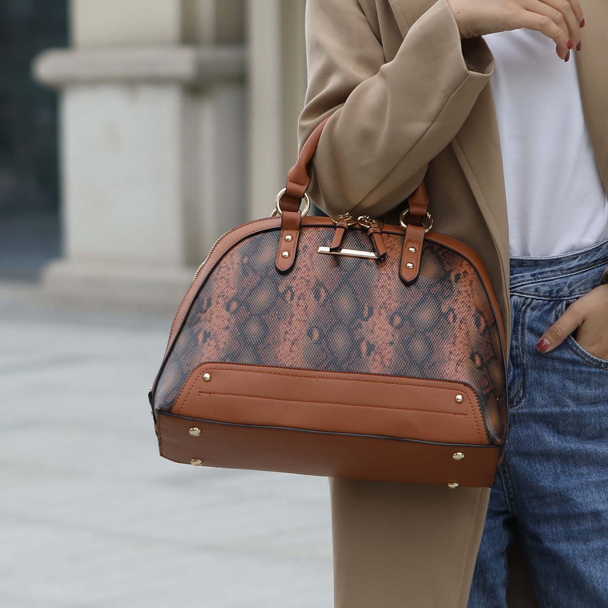 Mkf Collection by Mia K. - Frida Ii Shoulder Bag and Set in Snake Black view 2 - Mkf Collection Bags (one-piece)