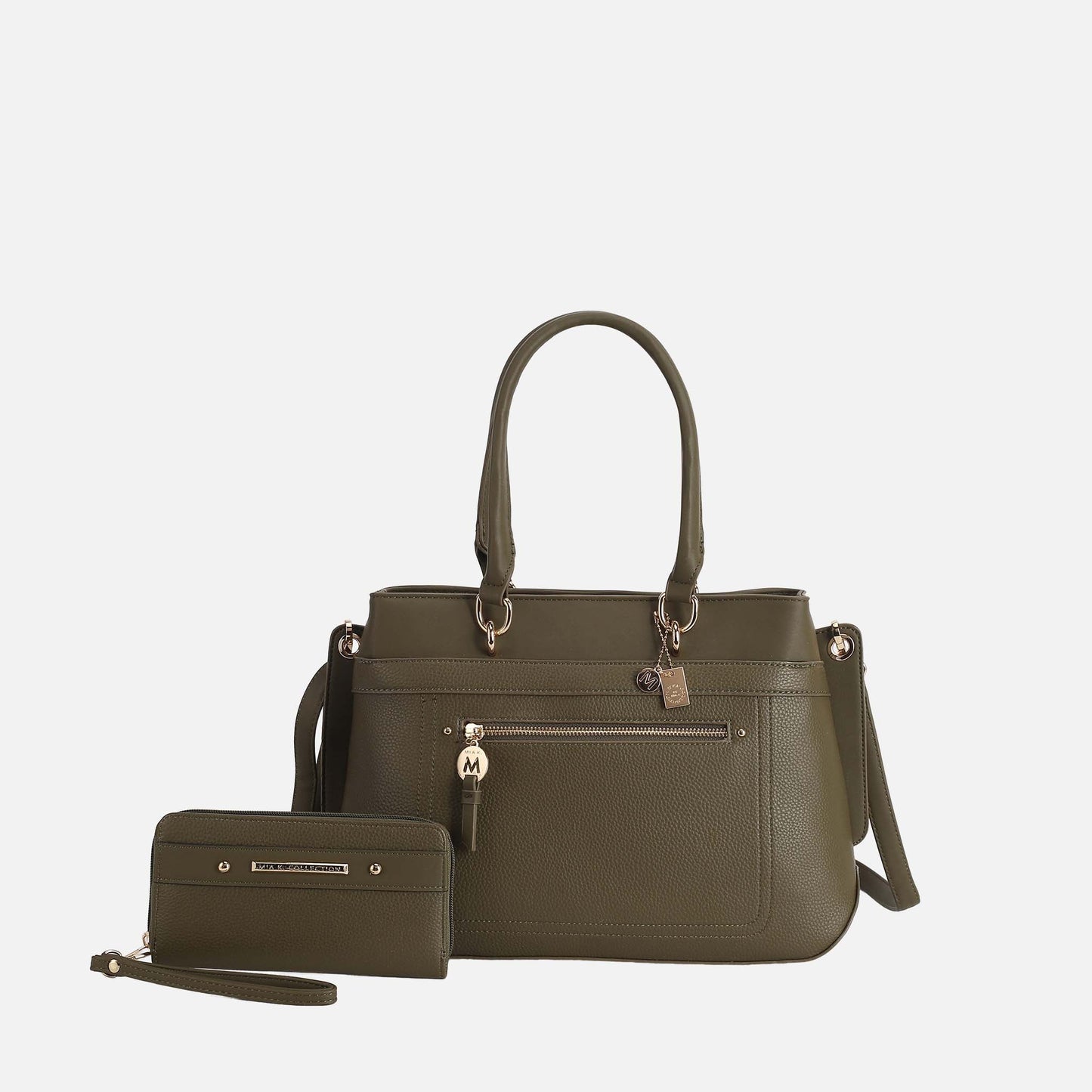 Mkf Collection by Mia K. - Gardenia Tote Bag and Wallet Set in Black - Mkf Collection Bags (one-piece)