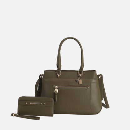 Mkf Collection by Mia K. - Gardenia Tote Bag and Wallet Set in Black - Mkf Collection Bags (one-piece)
