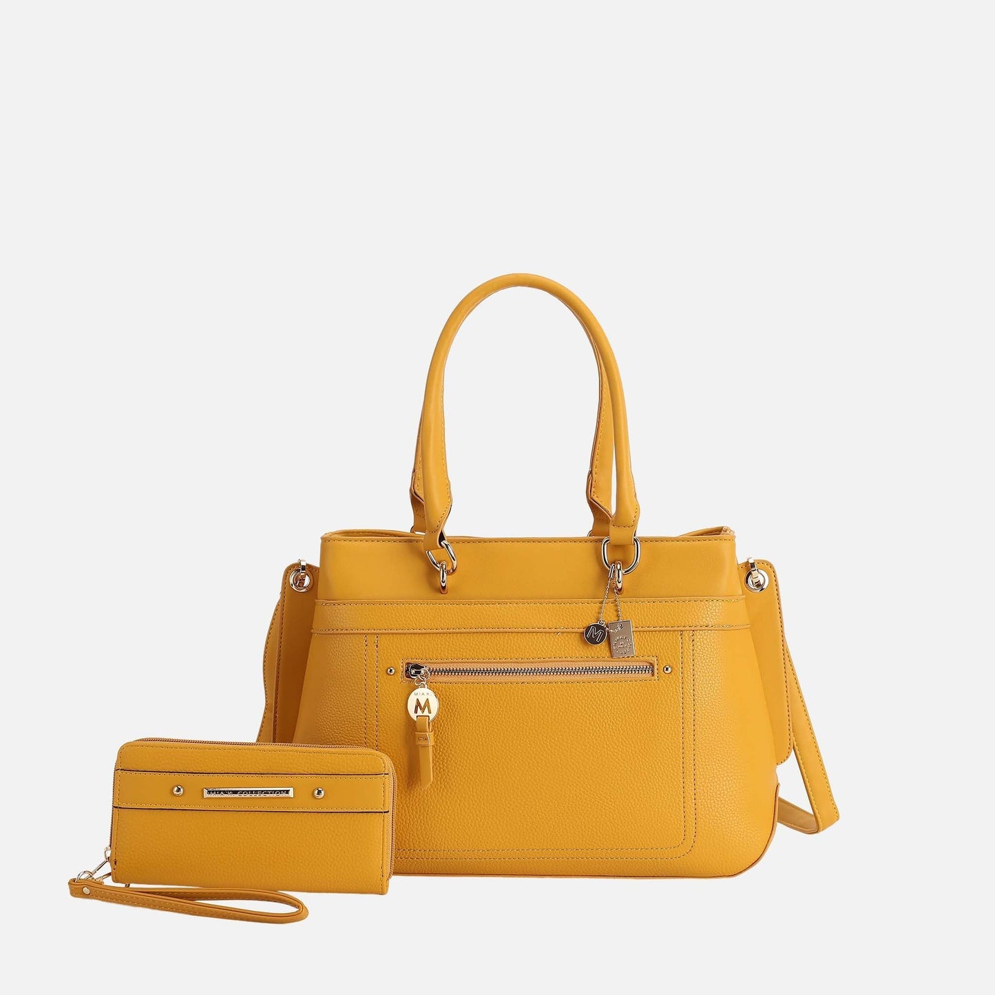 Mkf Collection by Mia K. - Gardenia Tote Bag and Wallet Set in Midnight Blue view 5 - Mkf Collection Bags (one-piece)