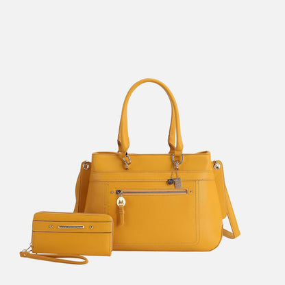 Mkf Collection by Mia K. - Gardenia Tote Bag and Wallet Set in Midnight Blue view 5 - Mkf Collection Bags (one-piece)