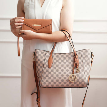 Mkf Collection by Mia K. - Gianna Tote Bag and Wallet Set in Cognac Brown view 2 - Mkf Collection Bags (one-piece)