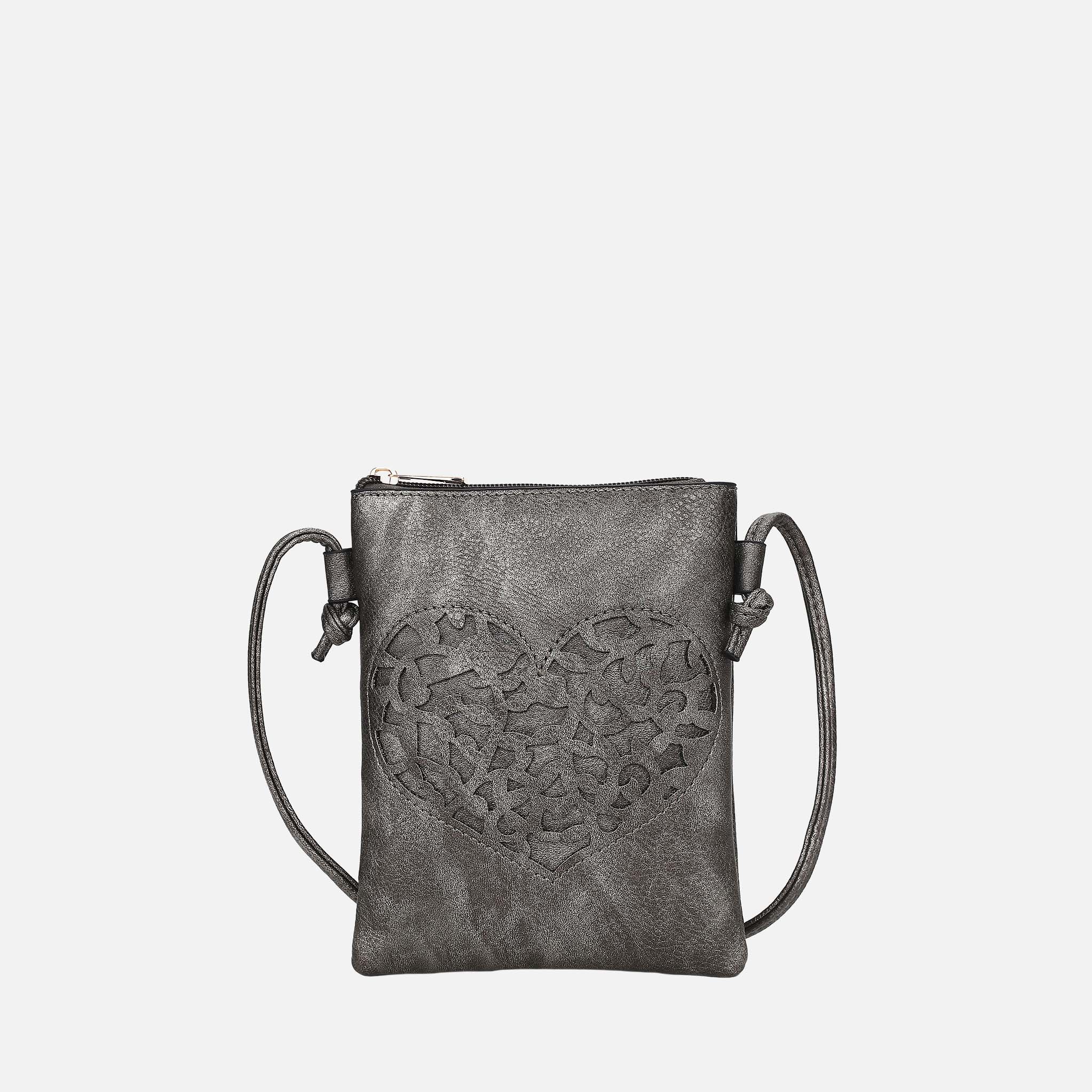 Mkf Collection by Mia K. - Heartly Crossbody Bag Charcoal Pink view 6 (bag) - mkf collection crossbody  - shop at us.meeeshop