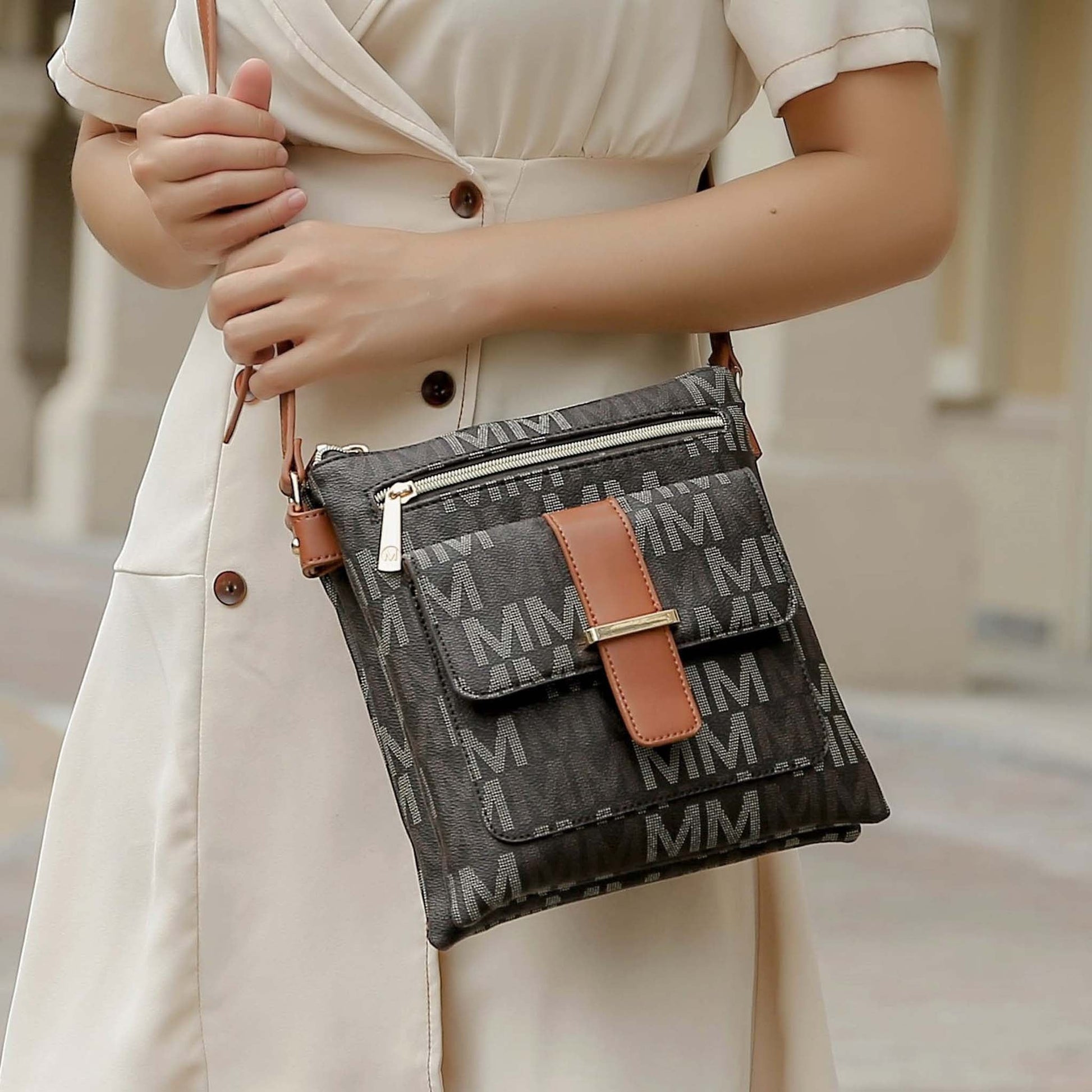 Mkf Collection by Mia K. - Jeni Signature Crossbody Bag in Black view 2 - Mkf Collection Crossbody Bags