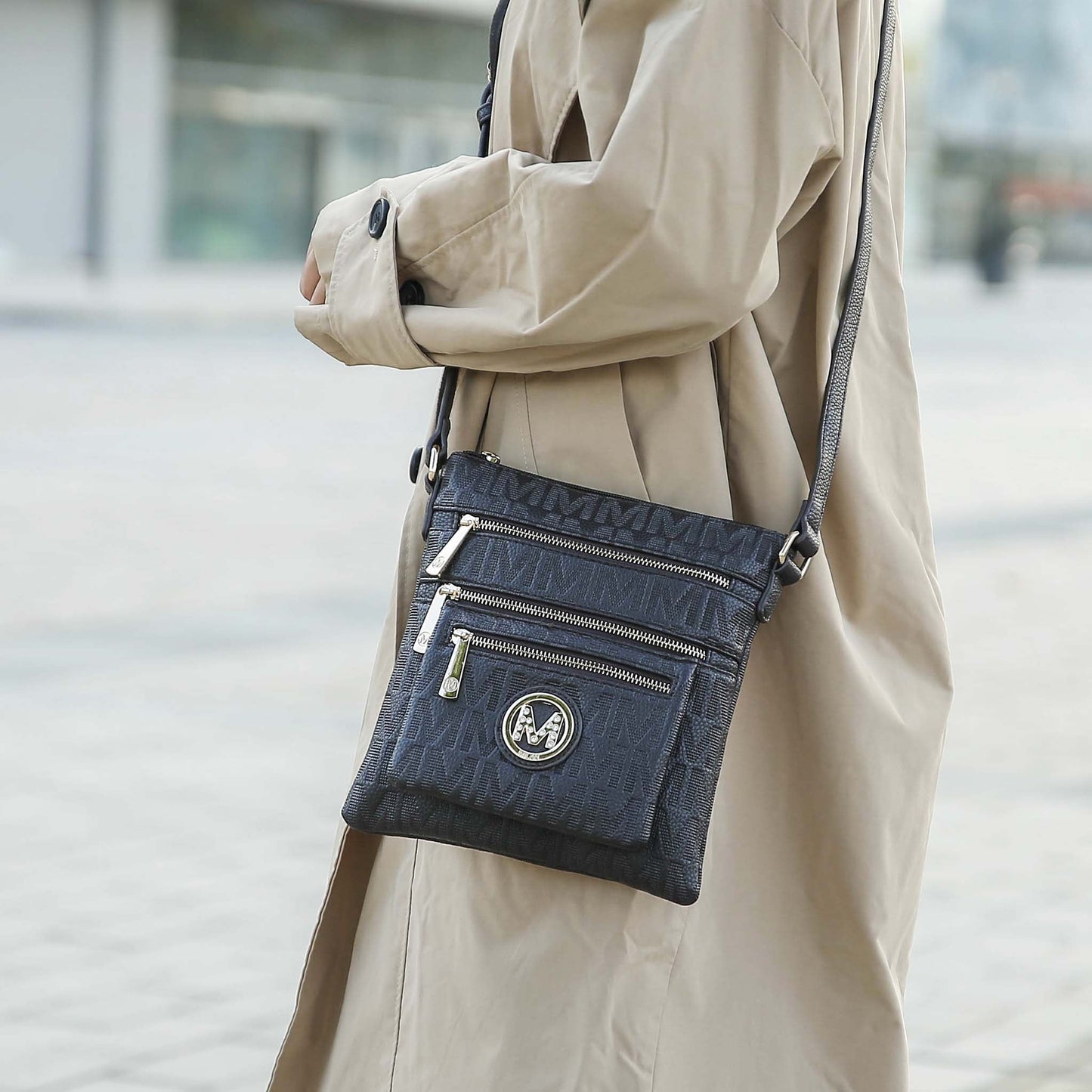 Mkf Collection by Mia K. - Jessy Signature Crossbody Bag in Beige view 2 - Mkf Collection Crossbody Bags