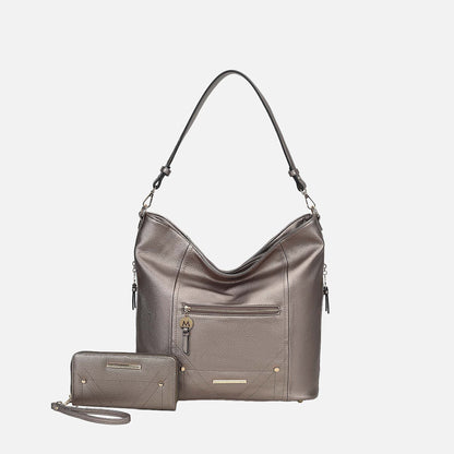 Mkf Collection by Mia K. - Jordina 2 Pcs Shoulder Bag with Matching Wallet in Pewter view 7 - Mkf Collection Bags