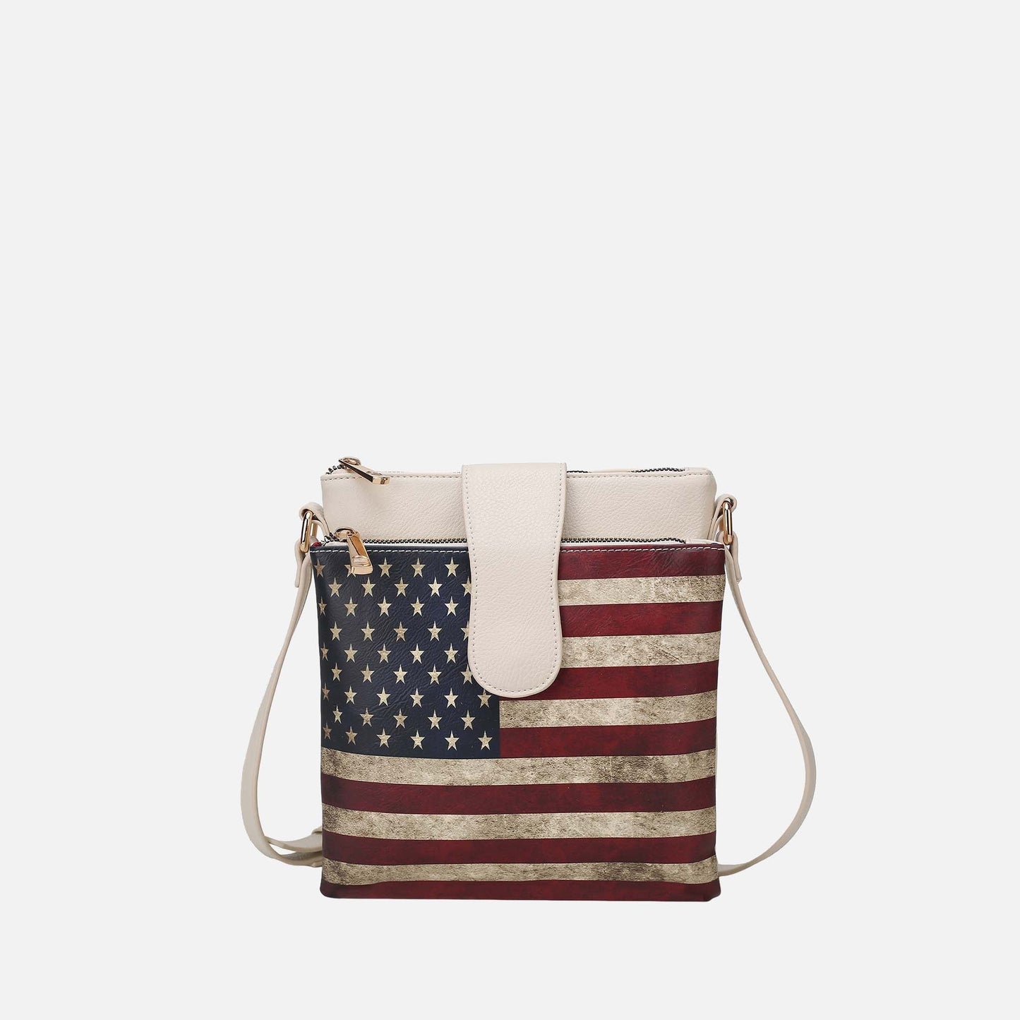 Mkf Collection by Mia K. - Josephine Printed Flag Crossbody Bag in Beige - Mkf Collection Crossbody Bags