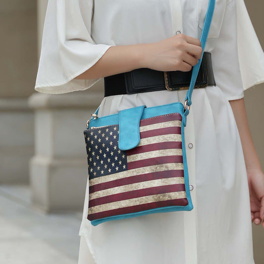 Mkf Collection by Mia K. - Josephine Printed Flag Crossbody Bag in Black view 2 - Mkf Collection Crossbody Bags