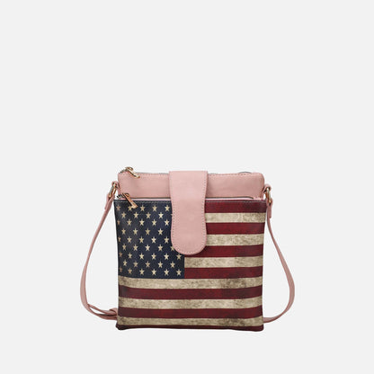 Mkf Collection by Mia K. - Josephine Printed Flag Crossbody Bag in Tan view 8 - Mkf Collection Crossbody Bags