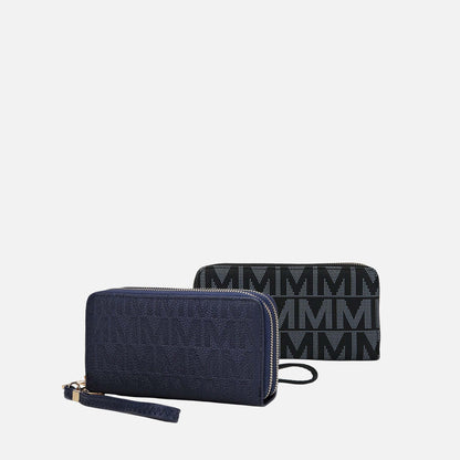 Mkf Collection by Mia K. - Kathe Embossed M Signature Wallet Wristlet in Beige - Mia K Collection Wallets (bag)