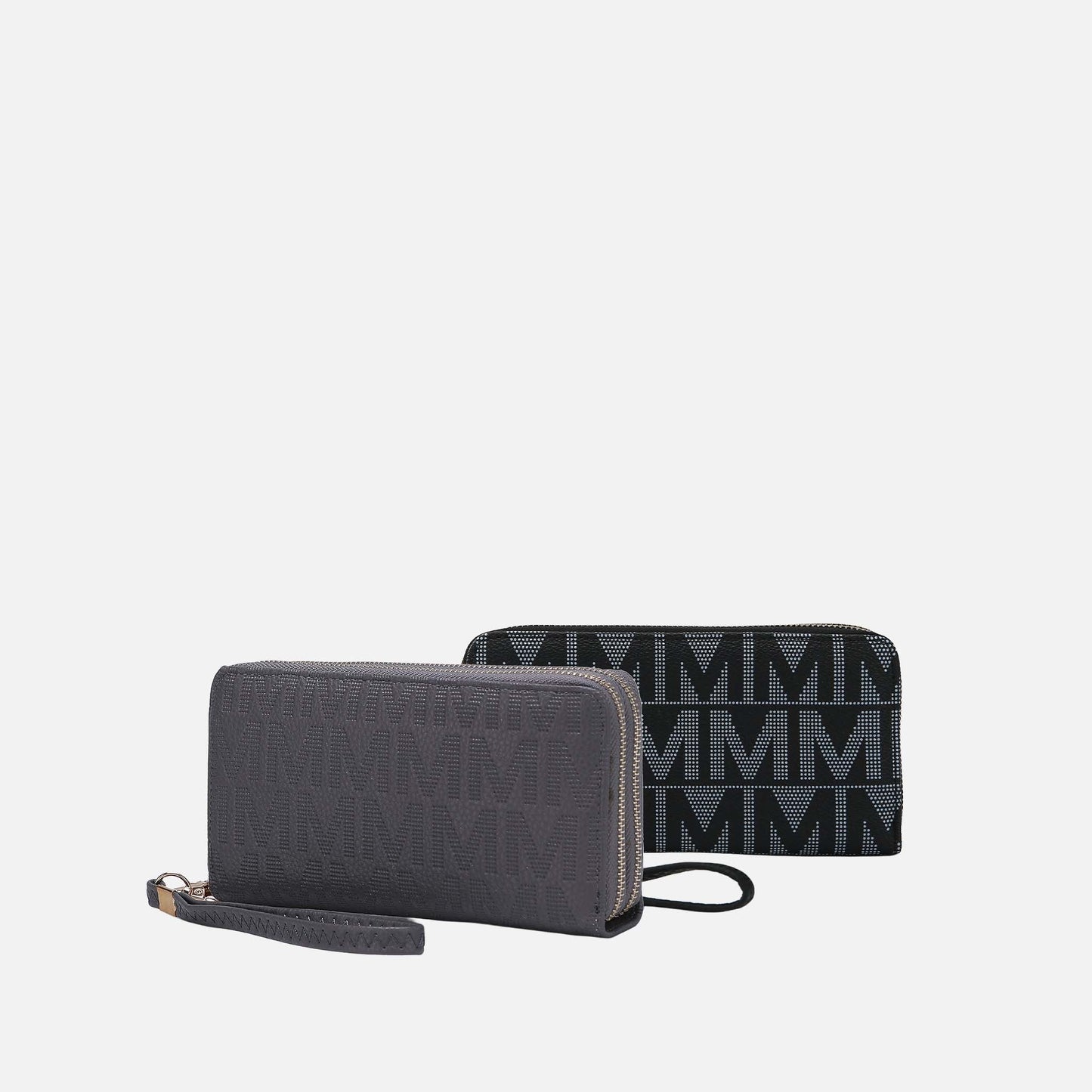 Mkf Collection by Mia K. - Kathe Embossed M Signature Wallet Wristlet in Taupe view 11 - Mia K Collection Wallets