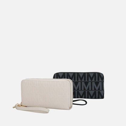 Mkf Collection by Mia K. - Kathe Embossed M Signature Wallet Wristlet in Grey view 5 - Mia K Collection Wallets