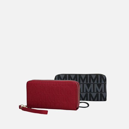 Mkf Collection by Mia K. - Kathe Embossed M Signature Wallet Wristlet in Pewter view 7 - Mia K Collection Wallets