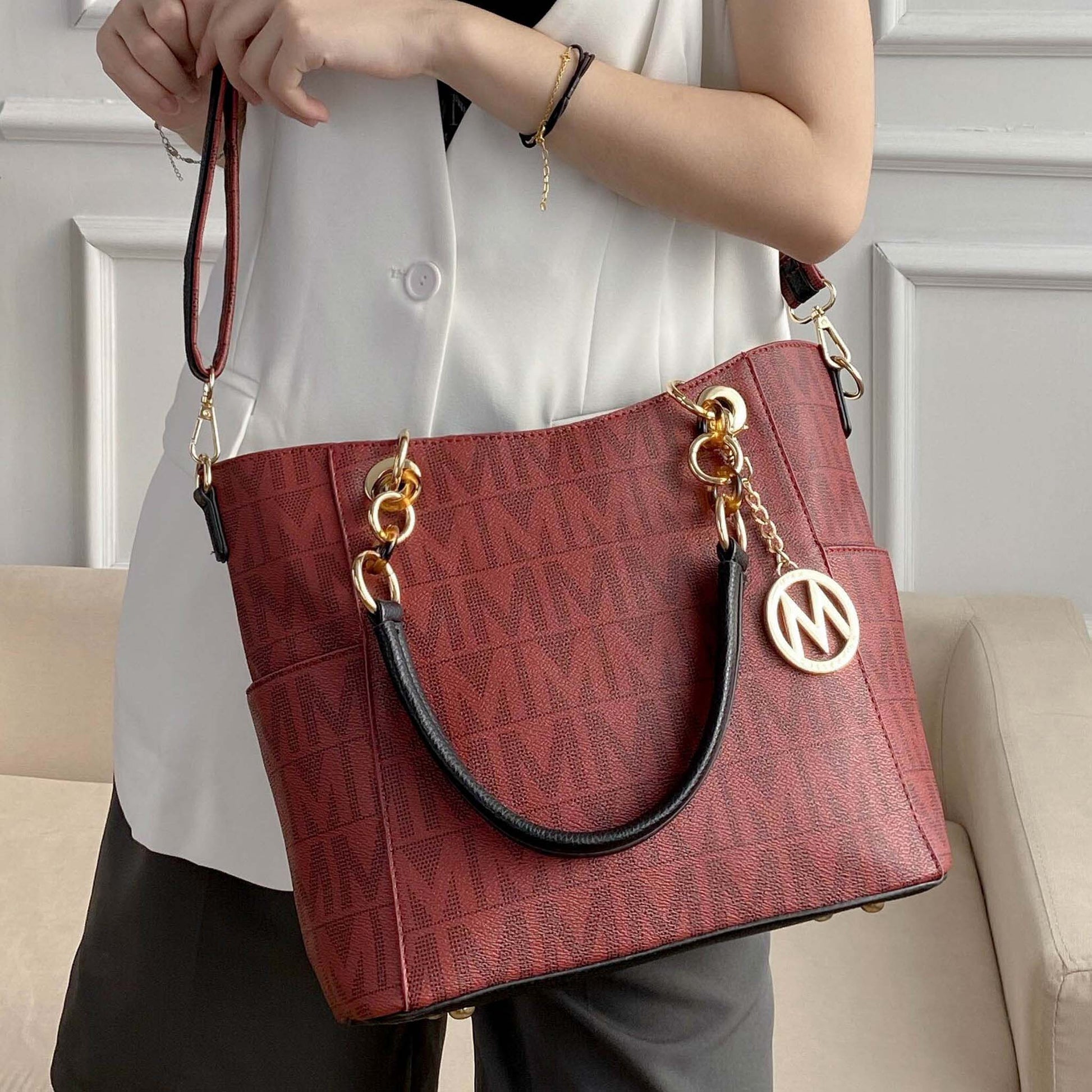 Mkf Collection by Mia K. - Kissaten Signature Tote Bag in White view 2 - Mkf Collection Bags