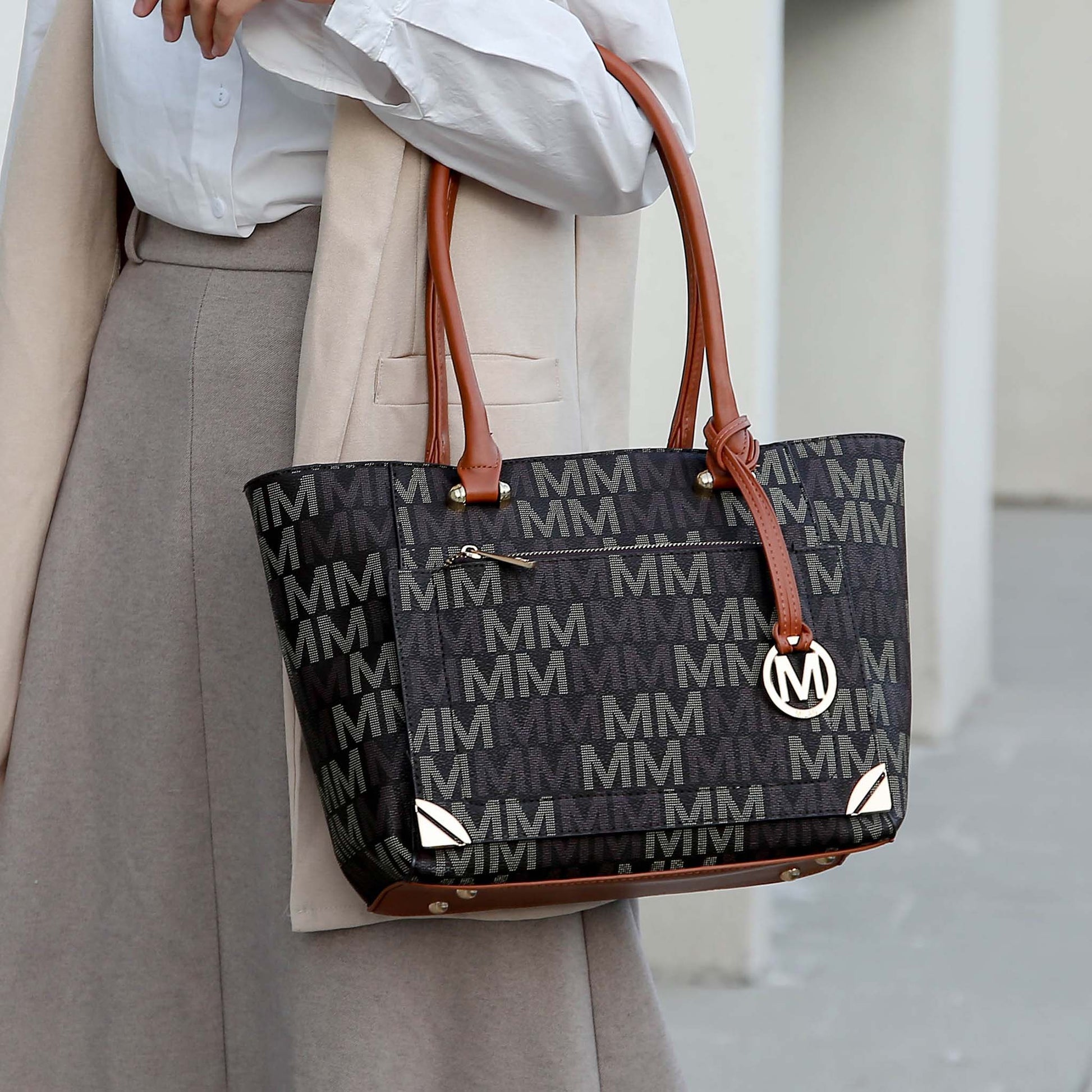 Mkf Collection by Mia K. - Lady Ii Signature Tote Bag and Set in Tawny view 2 - Mkf Collection Bags (one-piece)