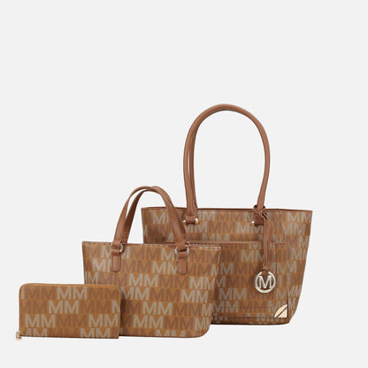 Mkf Collection by Mia K. - Lady Ii Signature Tote Bag and Set in Beige view 6 - Mkf Collection Bags (one-piece)