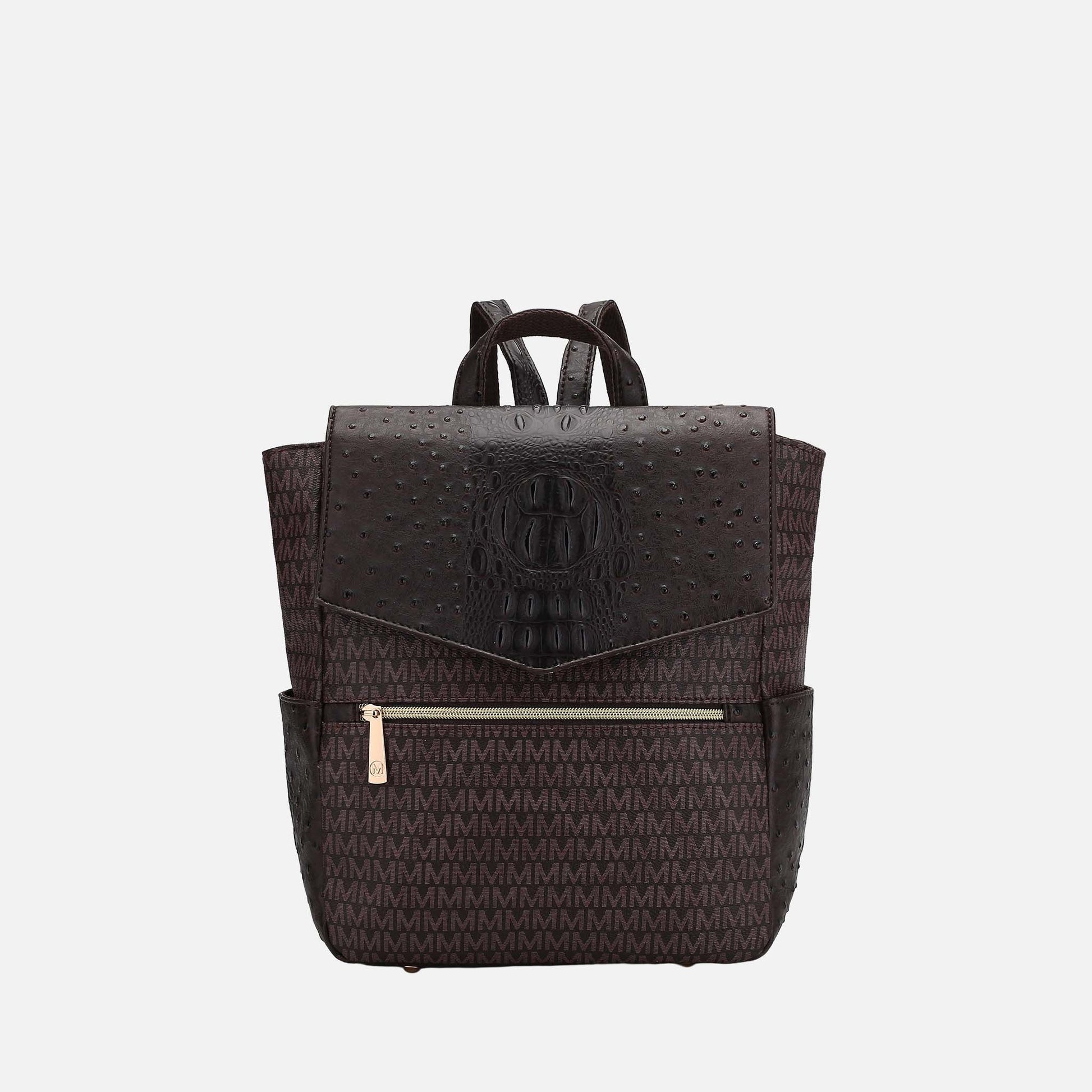 Mkf Collection by Mia K. - Leidy Signature Backpack Handbag in Beige - Mkf Collection Bags