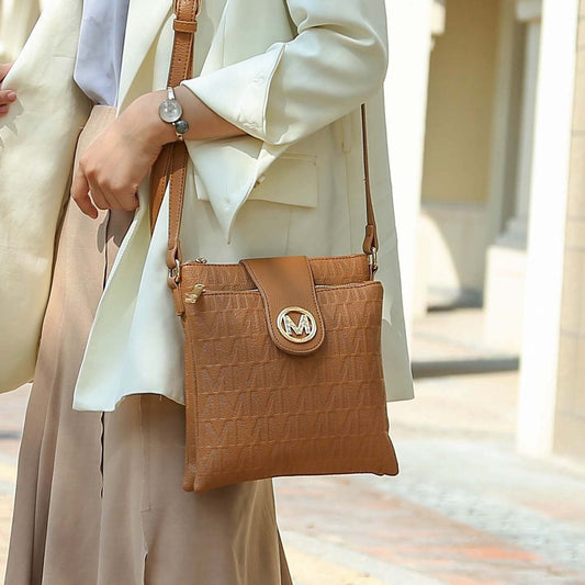 Mkf Collection by Mia K. - Marietta Signature Crossbody Bag in Black view 2 - Mkf Collection Crossbody Bags