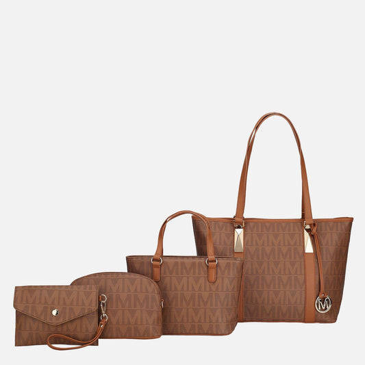 Mkf Collection by Mia K. - Marimar Signature Tote Bag and Set in Beige - Mkf Collection Bags (one-piece)