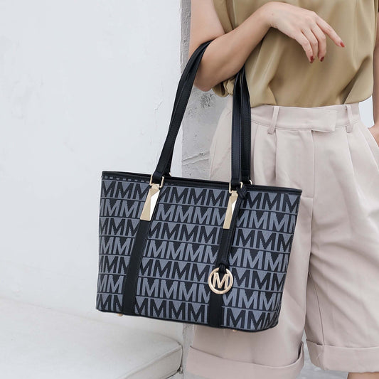 Mkf Collection by Mia K. - Marimar Signature Tote Bag and Set in Black view 2 - Mkf Collection Bags (one-piece)