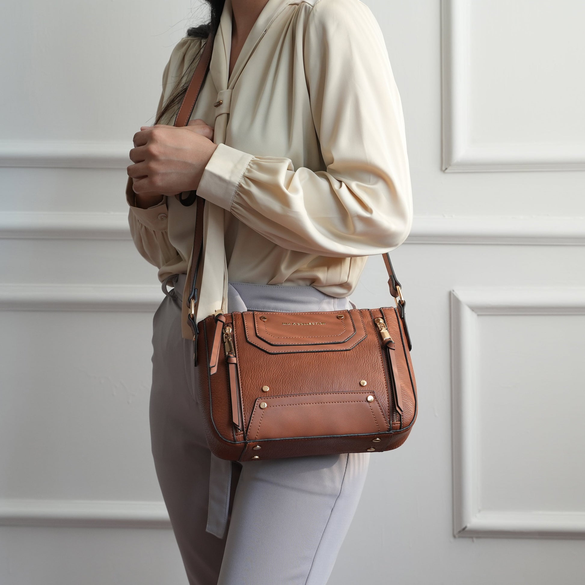 Mkf Collection by Mia K. - Noemi Shoulder Bag in Brown view 2 - Mkf Collection Bags