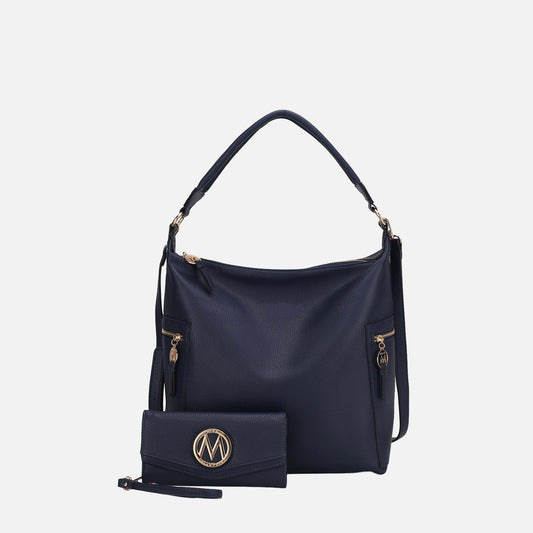 Mkf Collection by Mia K. - Ophelia Hobo Bag and Wallet Set in Black - Mkf Collection Bags (one-piece)
