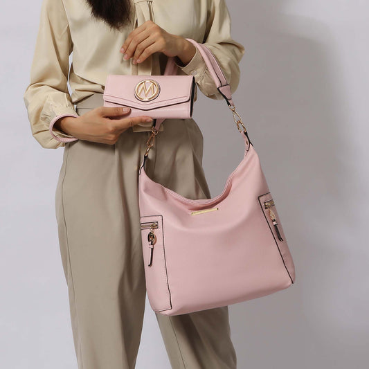 Mkf Collection by Mia K. - Ophelia Hobo Bag and Wallet Set in Yellow view 2 - Mkf Collection Bags (one-piece)