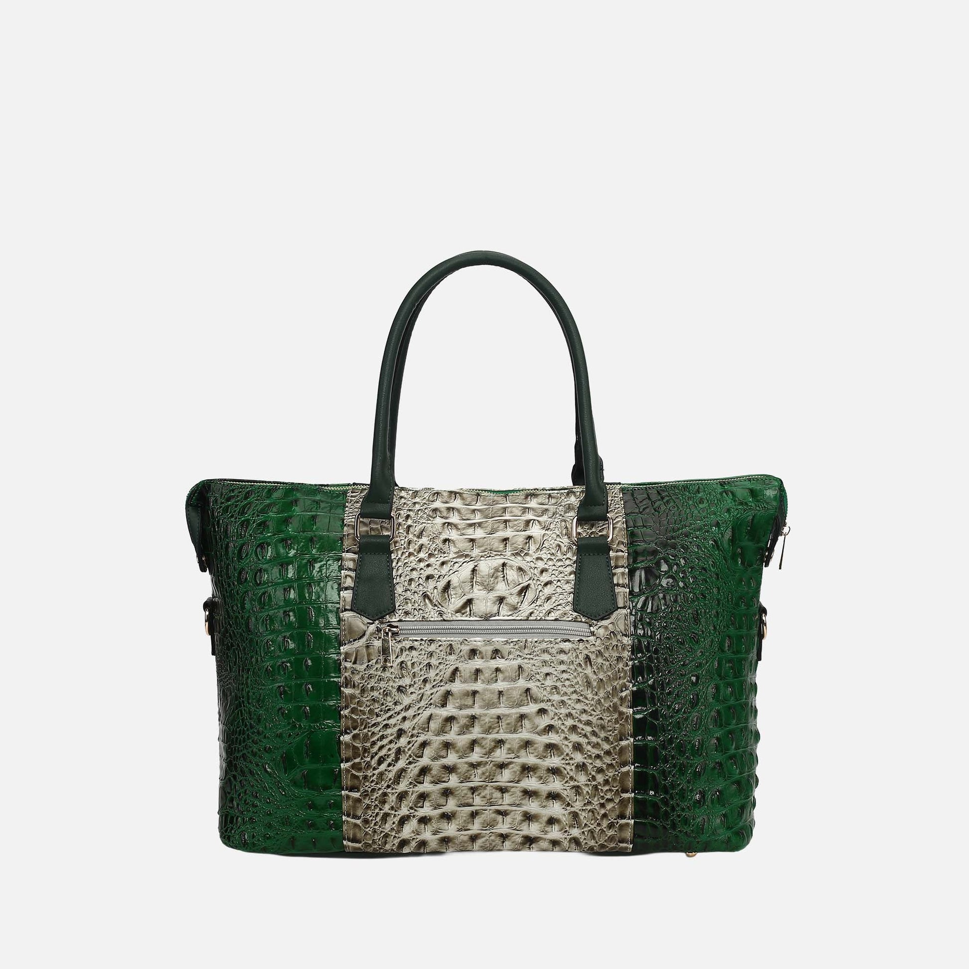 Mkf Collection by Mia K. - Raven Croc Embossed Duffel Bag in Croco Cognac view 3 - Mkf Collection Bags