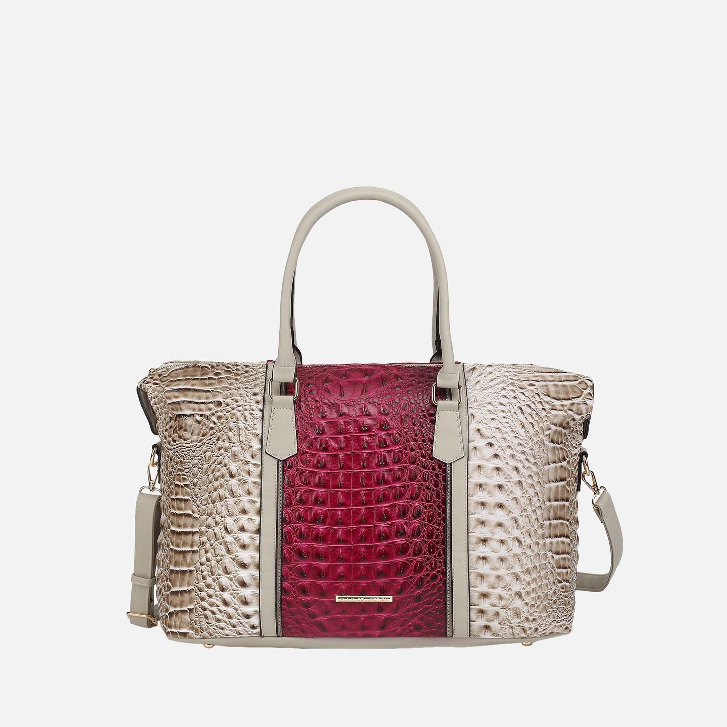 Mkf Collection by Mia K. - Raven Croc Embossed Duffel Bag in Croco Green view 5 - Mkf Collection Bags