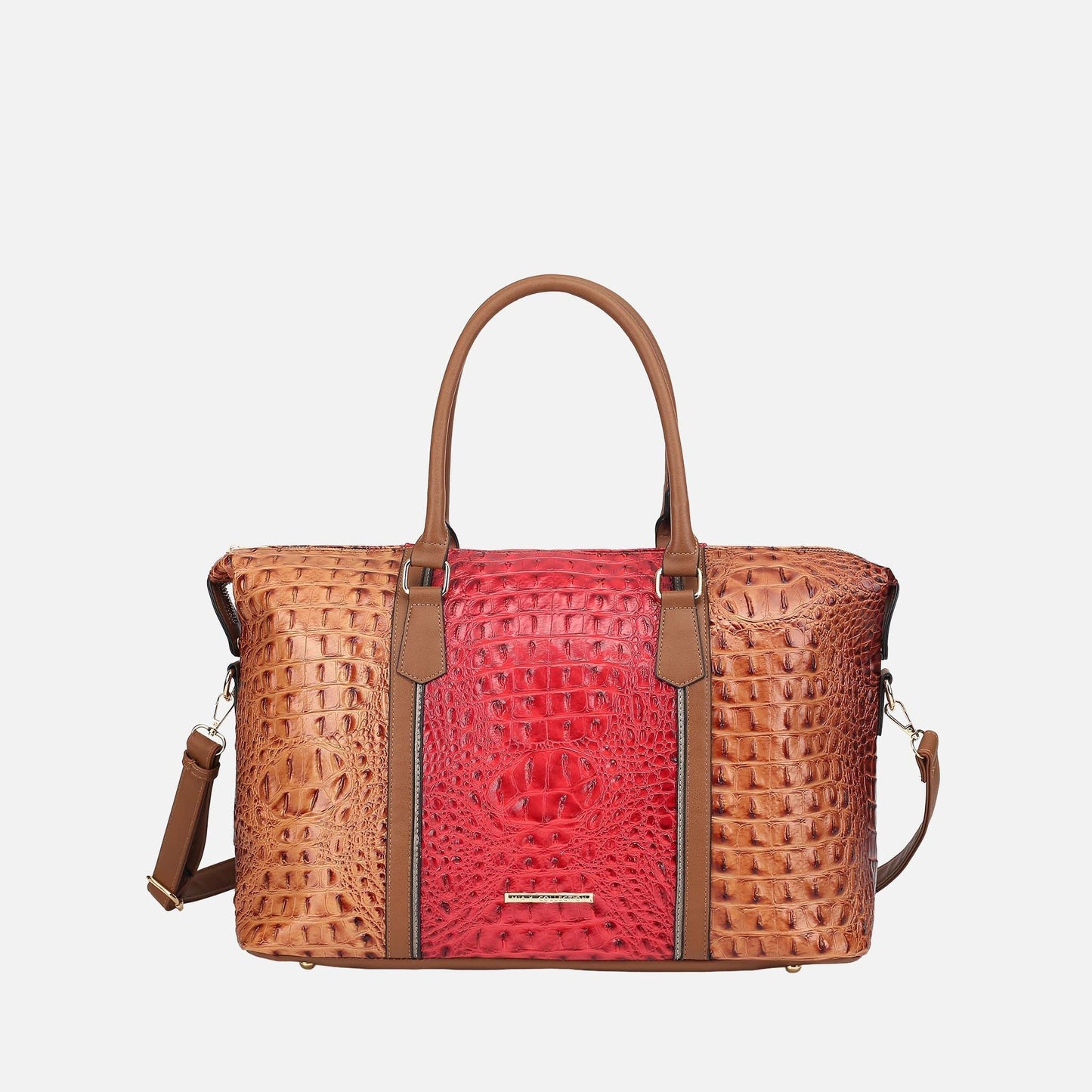 Mkf Collection by Mia K. - Raven Croc Embossed Duffel Bag in Croco Light Grey view 7 - Mkf Collection Bags
