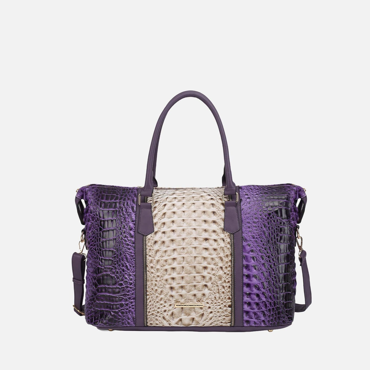 Mkf Collection by Mia K. - Raven Croc Embossed Duffel Bag in Croco Yellow view 8 - Mkf Collection Bags