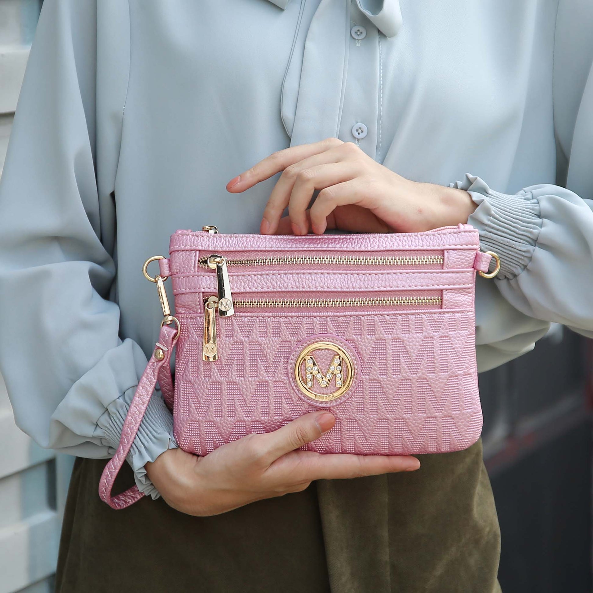 Mkf Collection by Mia K. - Roonie Signature Phone Crossbody Bag in Beige view 2 - Mkf Collection Crossbody Bags