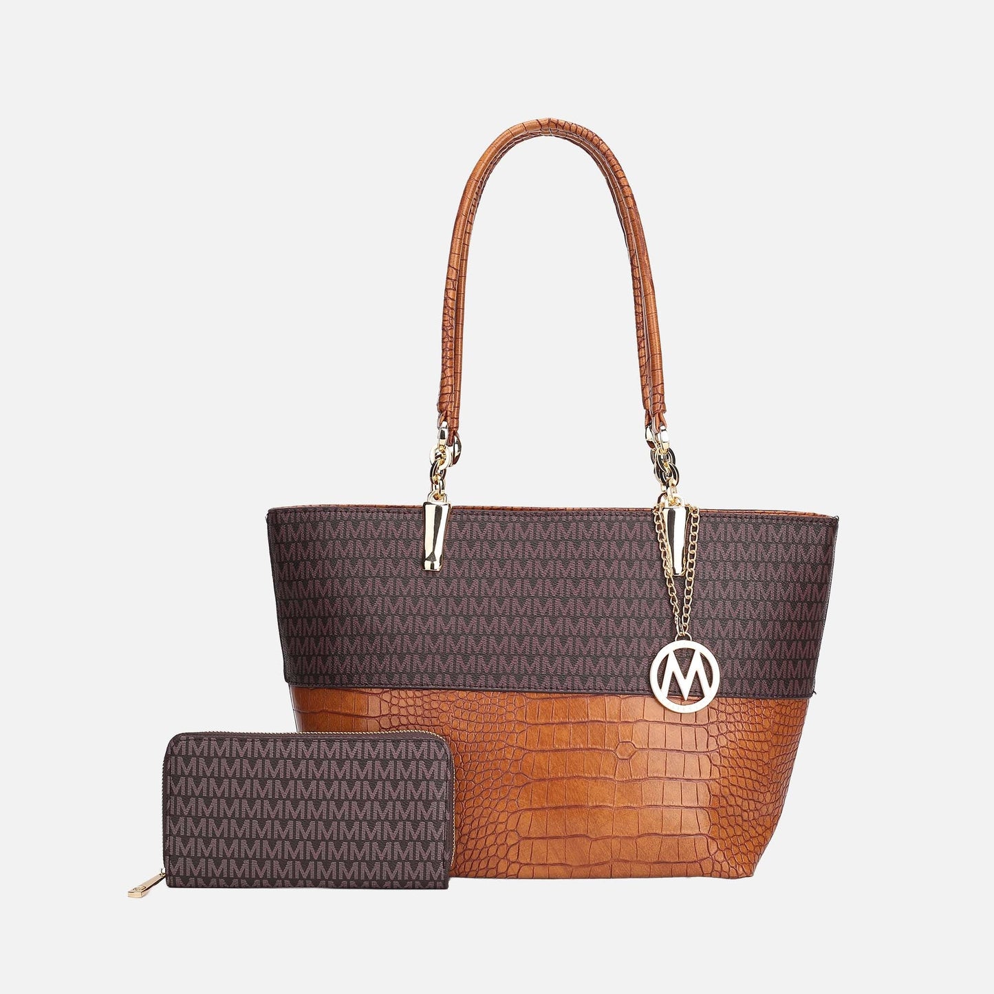 Mkf Collection by Mia K. - Sasha Signature Tote Bag in Beige - Mkf Collection Bags