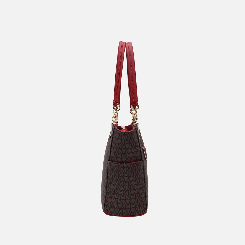 Mkf Collection by Mia K. - Savannah Signature Tote Bag and Wallet Set Burgundy view 4 (bag) - shop at us.meeeshop