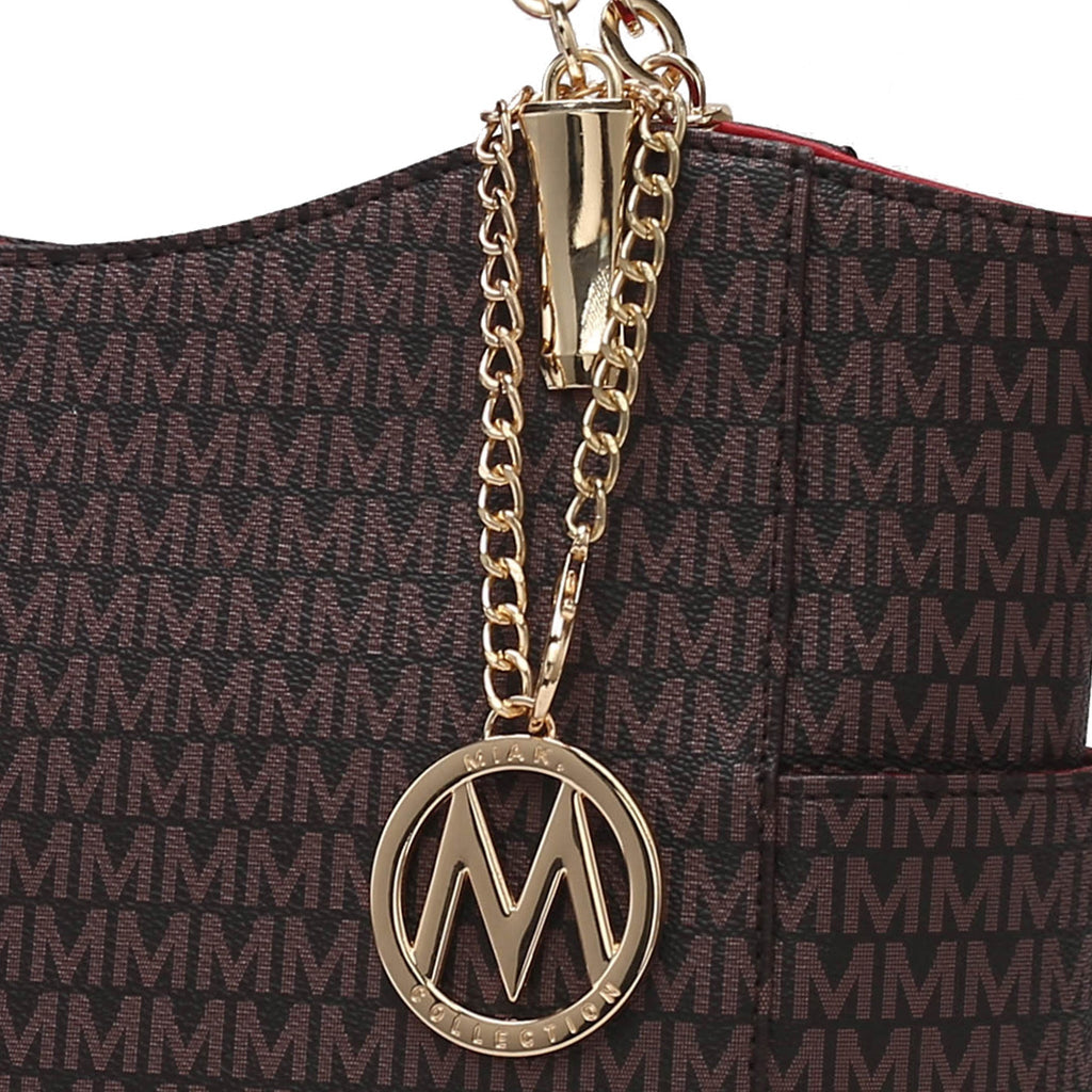 Mkf Collection by Mia K. - Savannah Signature Tote Bag and Wallet Set Dark Purple view 5 (bag) - shop at us.meeeshop