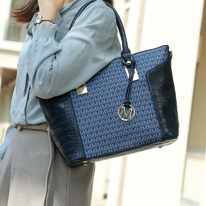 Mkf Collection by Mia K. - Shonda Signature Tote Bag and Set in Beige view 2 - Mkf Collection Bags (one-piece)