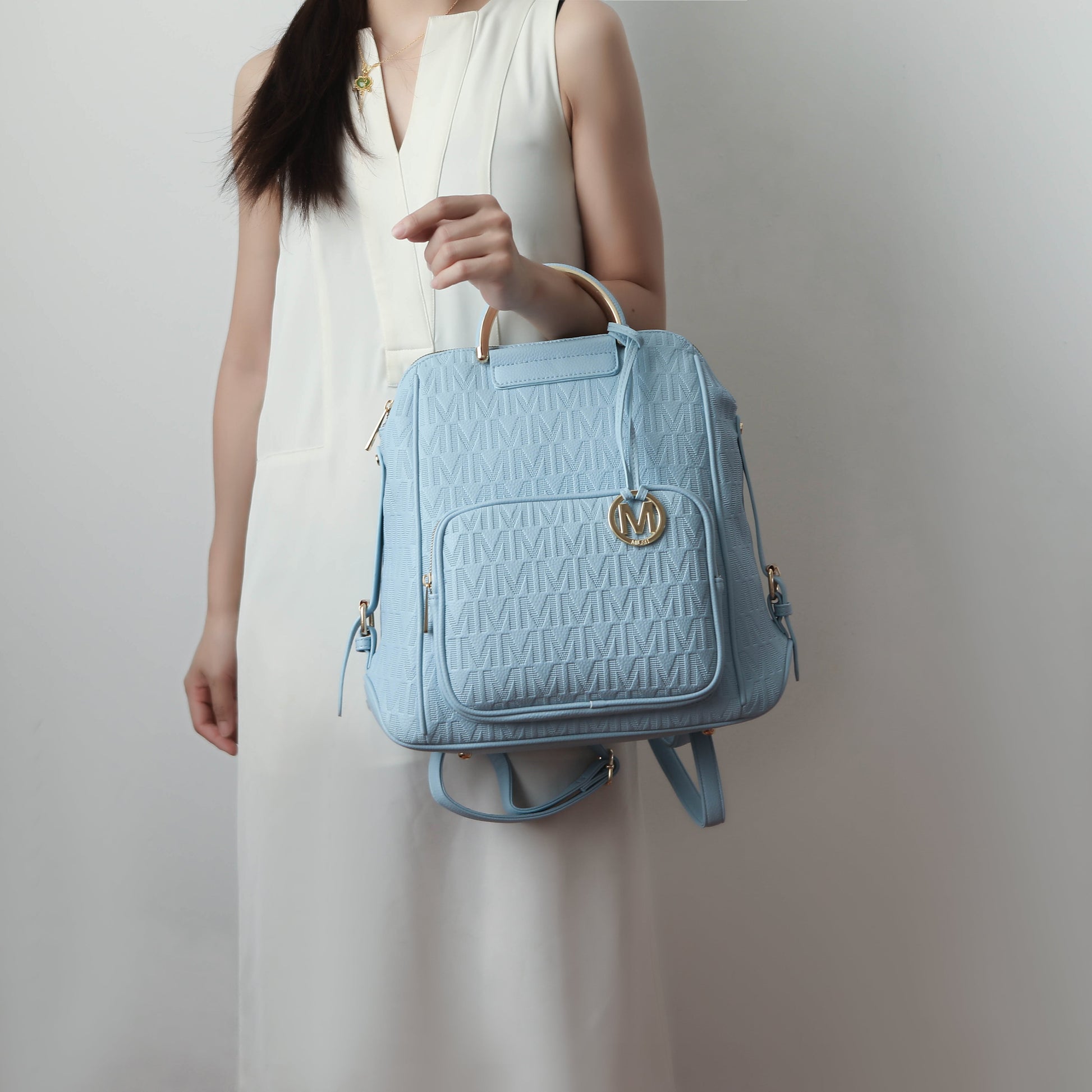 Mkf Collection by Mia K. - Torra Signature Backpack Handbag in Black view 2 - Mkf Collection Bags