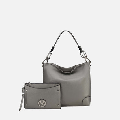Mkf Collection by Mia K. - Viviana Hobo Bag and Wristlet Set in Taupe view 19 - Mkf Collection Bags (one-piece)