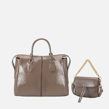 Mkf Collection by Mia K. - Yareli Tote Bag with Mini Bag- 2-piece Set in Ivory - Mkf Collection Bags (one-piece)